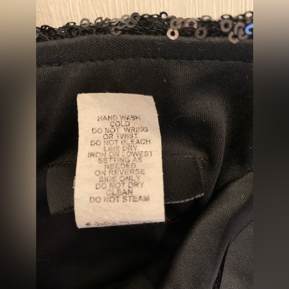 B Darlin Black Sequins Navy Blue Pleated Sheer Strapless High Low Dress Size 3/4 - Picture 5 of 6